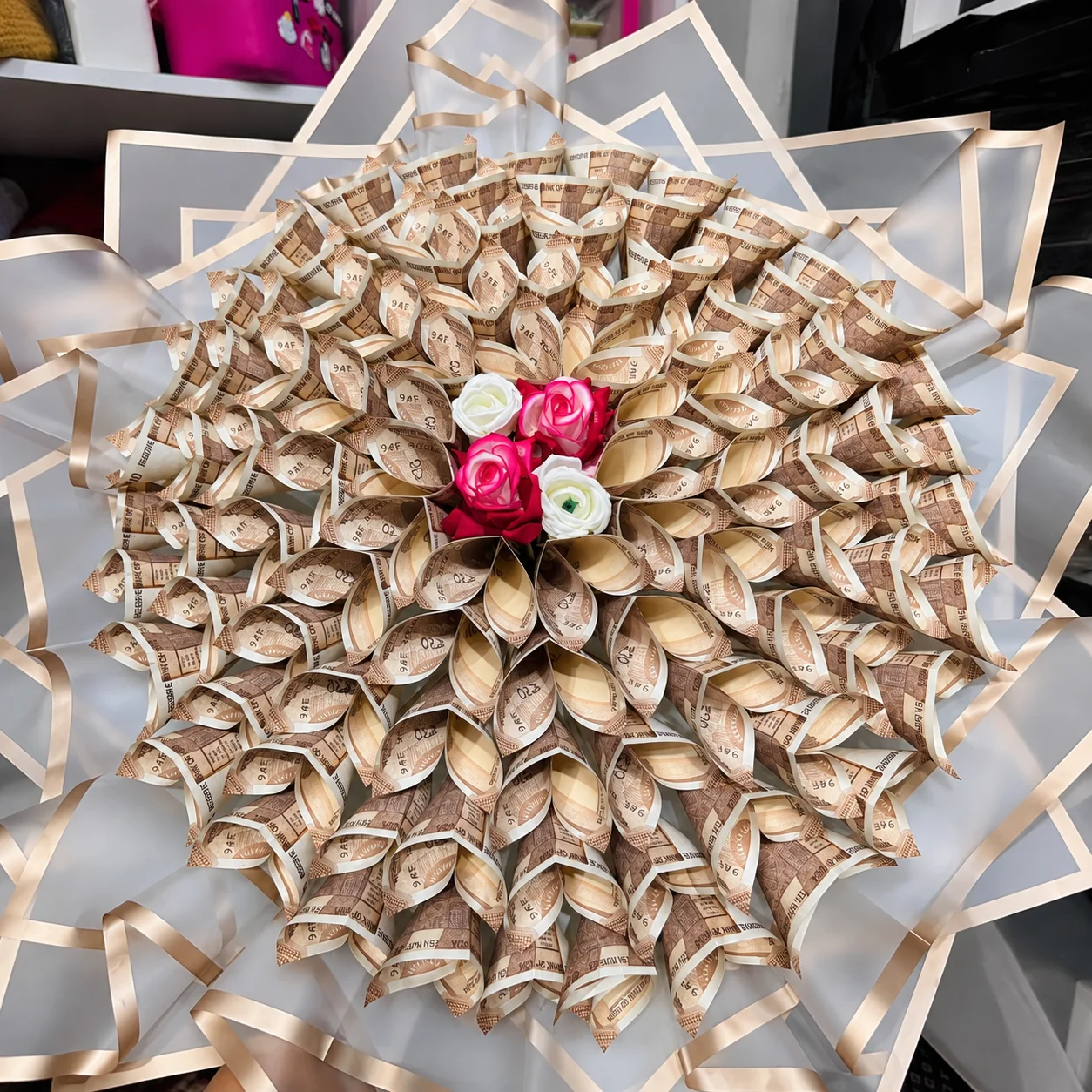 Money Flower Bouquet Rose Centerpiece - view 2